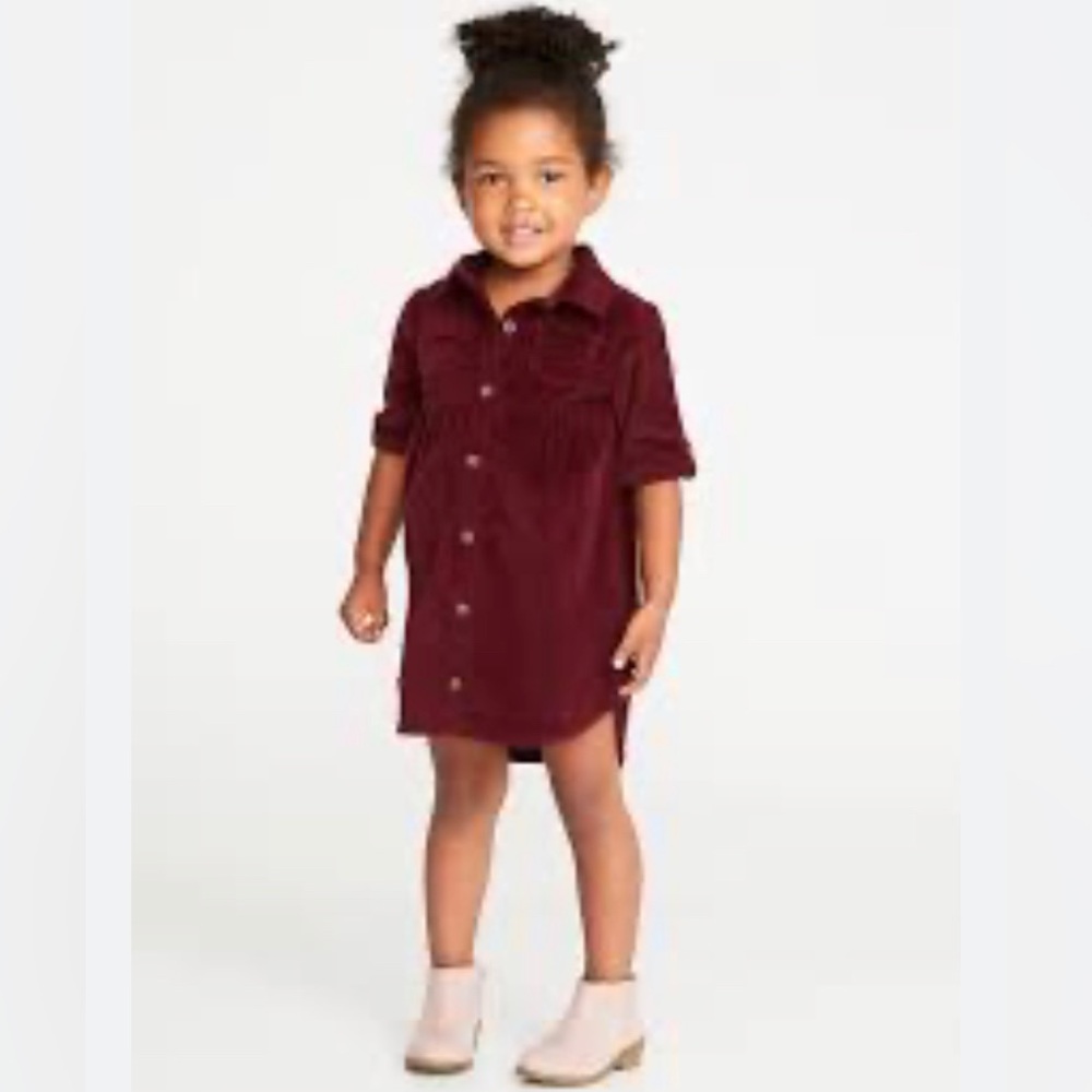 Old Navy corduroy shirt dress red wine size 5t - Picture 2 of 7